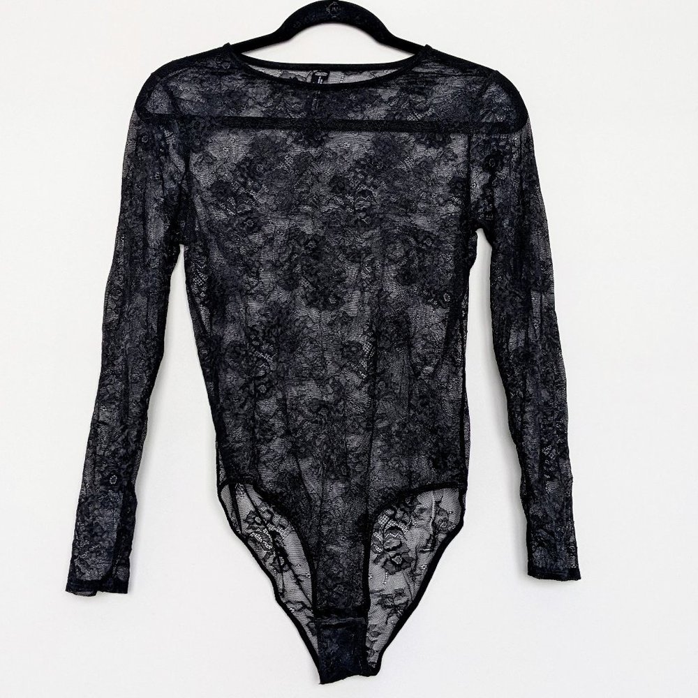 NWOT Forever 21 Black Lace Bodysuit